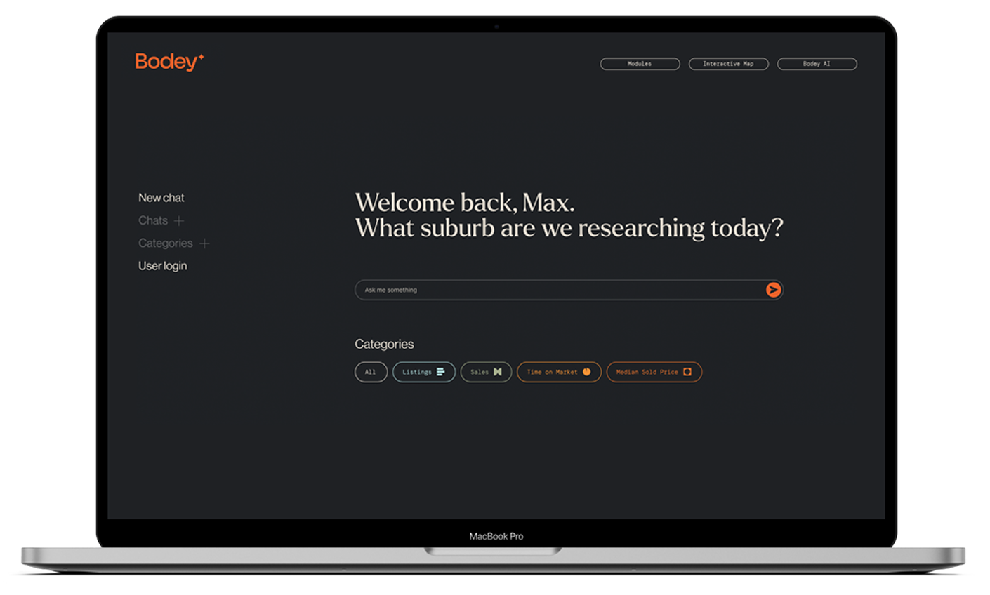 Bodey interface on laptop